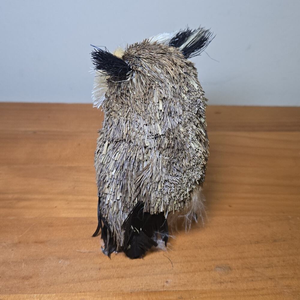 Vintage Sisal Brush Owl Cottagecore Figurine 3.5" Woodland Boho Decor‎ - Picture 4 of 8